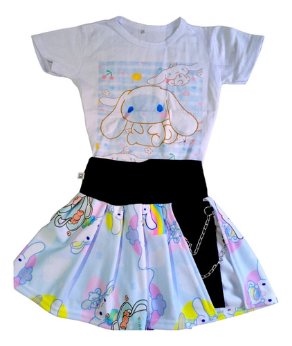 Falda Short Para Niña De Cinamorrol Azul Kawaii