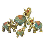 Conjunto De 4 Elefantes Família Decorativo Resina Sabedoria