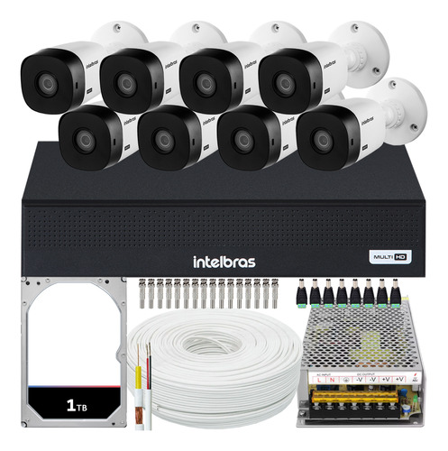 Kit Cftv 8 Cameras Full Hd Vhl 1220 Dvr Intelbras 3008-c 1tb