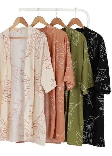 Kimono Corto Fibrana Estampado Flores Mujer Verano