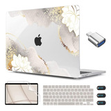 Hardcase + Protector Para Macbook Air M2 13 - Flores Doradas