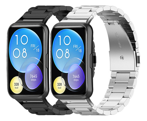 2 Correas De Reloj De Acero Para Huawei Watch Fit 2