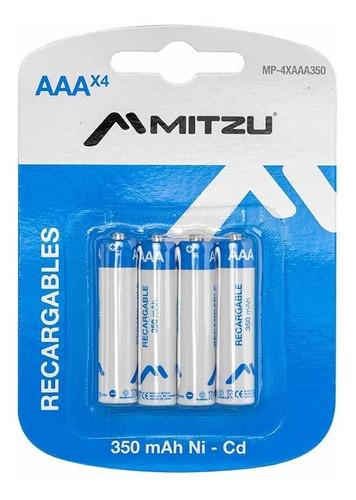 10 Kit De 4 Baterías Recargables Aaa De Ni-cd 350 Mah Mitzu