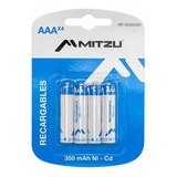 10 Kit De 4 Baterías Recargables Aaa De Ni-cd 350 Mah Mitzu