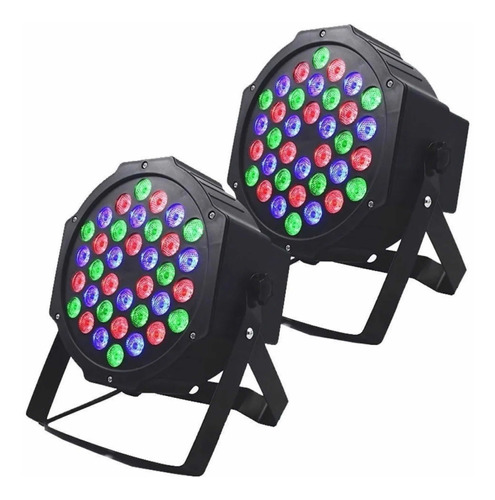 Kit 2 Canhao Refletor Par 64 36 Leds Rgb Dmx Slim Digital