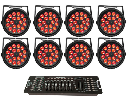 Kit 8 Refletor Par Led 18x12w Rgbw + 8 Garras + Mesa Dmx 192