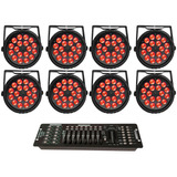 Kit 8 Refletor Par Led 18x12w Rgbw + 8 Garras + Mesa Dmx 192