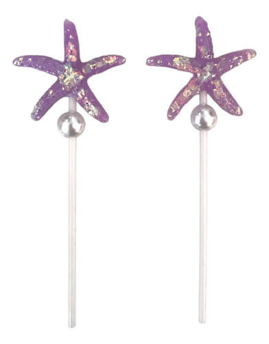 2 Cake Toppers En Forma De Estrella Morada Para Pastel