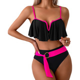 Trajes De Baño Sexy Bikini Colores Contraste Para Dama Mujer