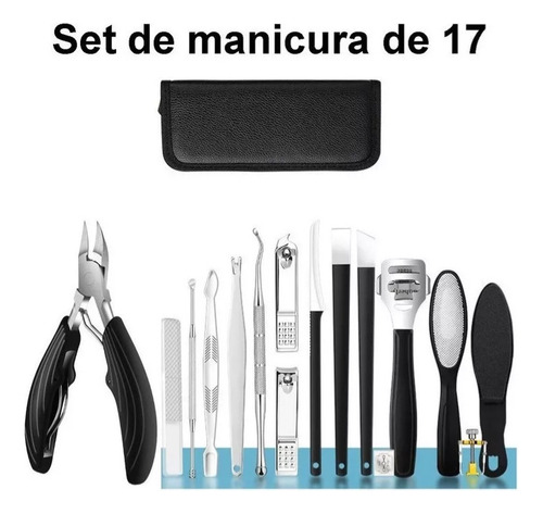 17p Kit De Pedicure Manicure Corta Uñas Alicates Podologicos