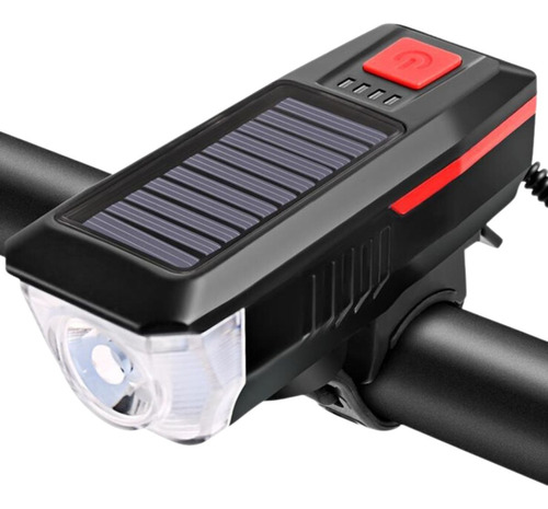 Lanterna Led T6 Farol Solar Frontal De Bike Recarregável Usb