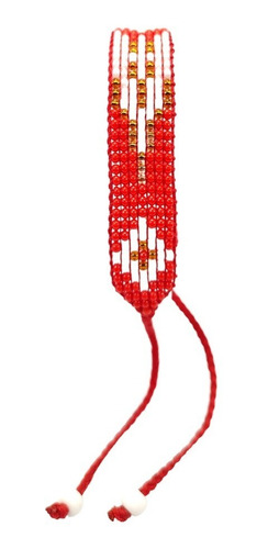 Pulsera En Hilo Con Mostacilla Rombo Rojo Acp011332