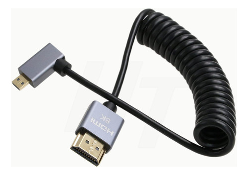 Micro Hdmi A Ángulo Recto Hdmi 4k 8k Cable En Espiral Para S