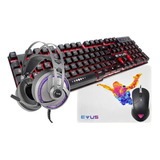 Kit Gamer Evus Pro Teclado Mouse Magician Headset Mouse Pad