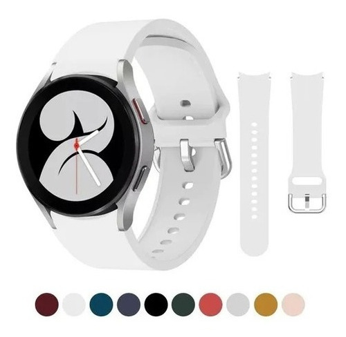 Pulseira Silicone Compatível Samsung Galaxy Watch4 40/44mm Cor Branco Largura 40.44 Mm