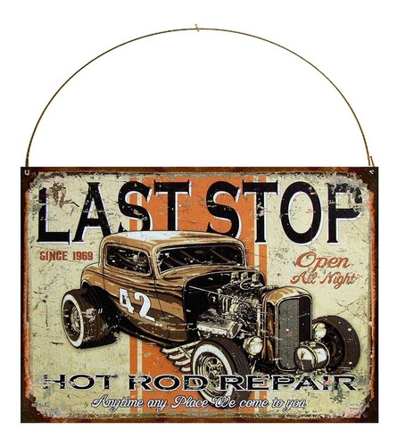 Cartel De Chapa Publicidad Antigua Hot Rod X256