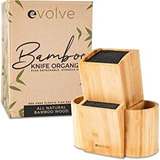 Evolve Bloque De Cuchillos De Bambú, Soporte Universal Para 