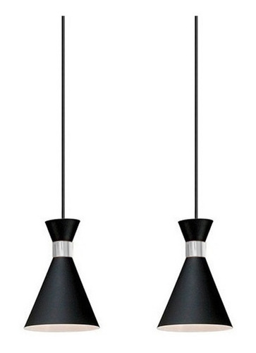 Lampara Colgante De Diseño Galina 2 Luces Negro/cromo Nk