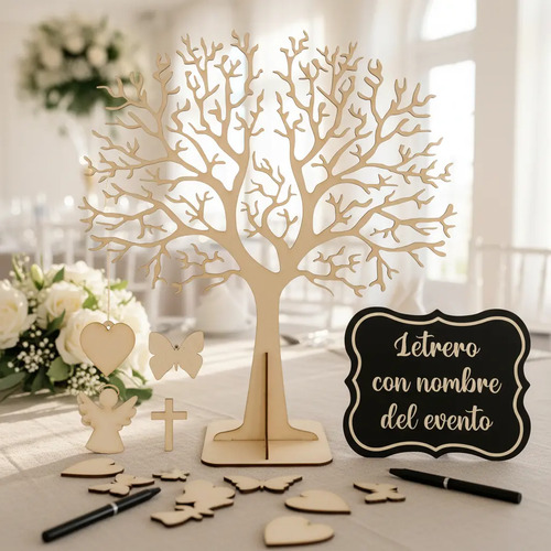 Arbol De 150 Firmas Personalizado Boda 15 Años Corazones Mdf | Envío gratis