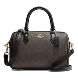 Bolsa Coach Rowan Satchel Ch280 Imaa8 Café Color Marrón Oscuro Color De La Correa De Hombro Negro