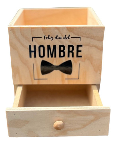 Caja De Madera Para Regalo Ancheta Dia Del Hombre 20x20x18cm