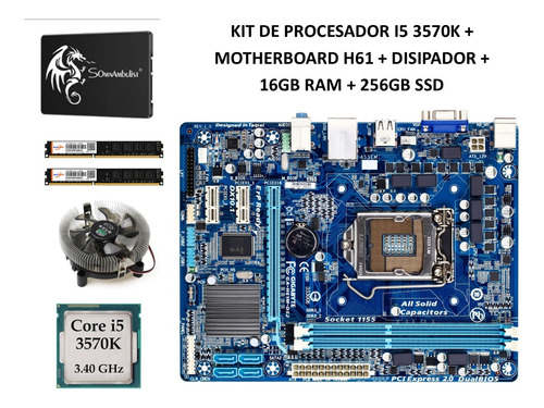 Kit I5 3570k+ Motherbo H61+ Ram16gb+ Ssd 256gb +disipadornew