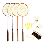 Set Badminton 4 Raquetas + 2 Plumas + Funda + Red + Funda  