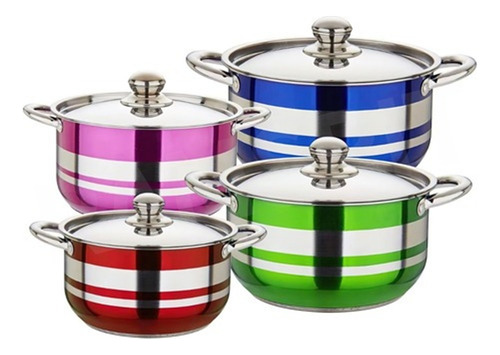 4pcs Bateria De Cocina 304 Acero Inoxidable Ollas Sin Humo