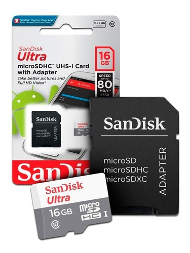 Micro Sd 16gb Sandisk Ultra 80 Cl10 Full
