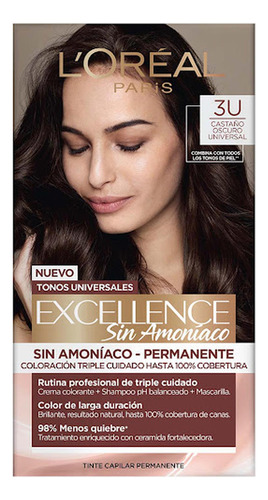 Tinte Loreal Excellence Nudes Sin Amoníaco Castaño Oscuro 3u