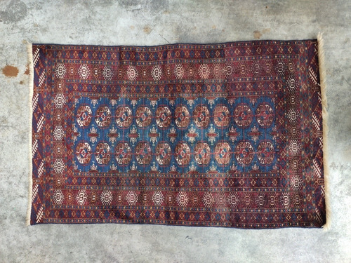 Alfombra Persa Bukara Uzbeka Azul Hecha A Mano 20465#