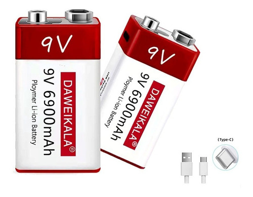 Duas Baterias Daweikala Recarregáveis 9v - Ac2676