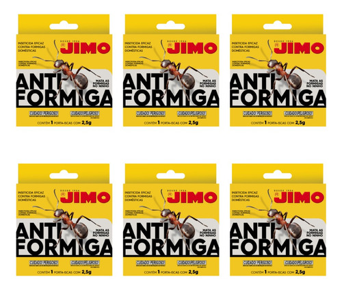 6 Veneno Para Formiga Doméstica Jimo Porta Isca 6x2,5g