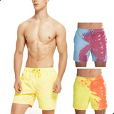 Shorts Playa Para Hombre Trajes De Baño Decoloración En Agua