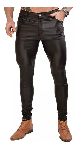 Pantalon Ecocuero Engomado Rock Elastizado Slim Fit