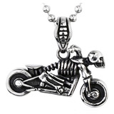 Dije Calavera Esqueleto Moto Chopper Acero Hombre Collar D12