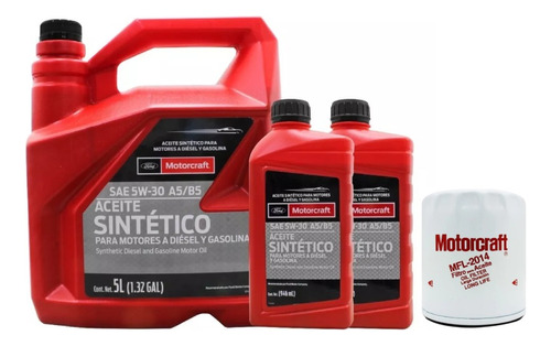 Aceite 100% Sintético 5w30 Motorcraft 7 L + Filtro Mfl2014