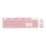 Juego De Ratón Con Teclado Inalámbrico De Estilo Rosado