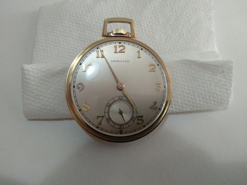 Reloj De Bolsillo Hamilton En Oro 14k Grado 921 Vintage