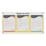 Quadro De Gestão Mdf C/3 Displays Verticais A4 Acrílico Cor Amarelo