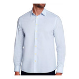 Camisa Dudalina Masculina Slim Tricoline Stretch Azul 530105