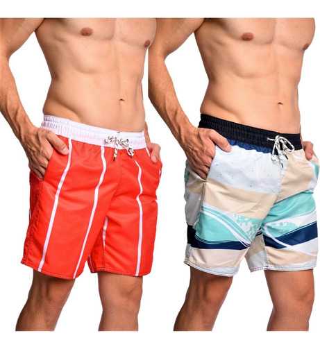 Kit 2 Shorts Tactel Masculino Grosso Academia Praia Sport