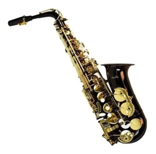 Saxofón Alto Silvertone, Negro Con Llaves Doradas Eb