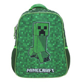 Chenson Mochila Chica Preescolar Kinder Minecraft Creeper Texturizado Color Verde