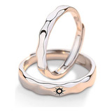 Anillo De Pareja Promise Plata 925 A063 Sun Moon Ripple