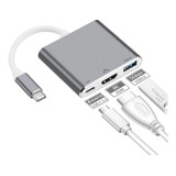 Conversor Adaptador Usb 3 Tipo C Hdmi Hembra Mac Lenovo Del Color Gris