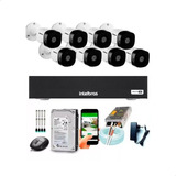 Kit 8 Câmeras Intelbras 1120b G4 Dvr Intelbras Mhdx 8 Canais Cor Branco