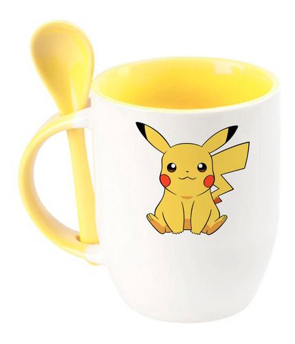 Pikachu Pokemon Taza Personalizada Cuchara Amarilla