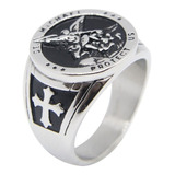 Anillo Acero Inoxidable Color Plata St Michael Angel Hombre