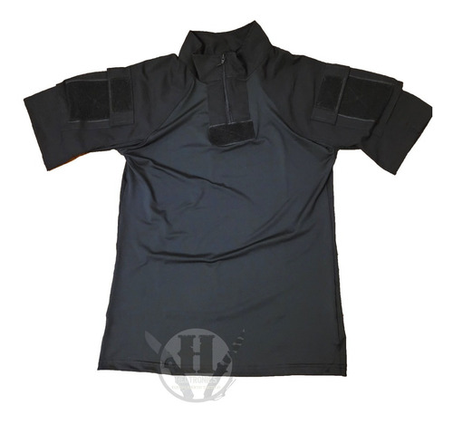 Remera Combat Shirt Bajo Chaleco Manga Corta Tacticap Negra